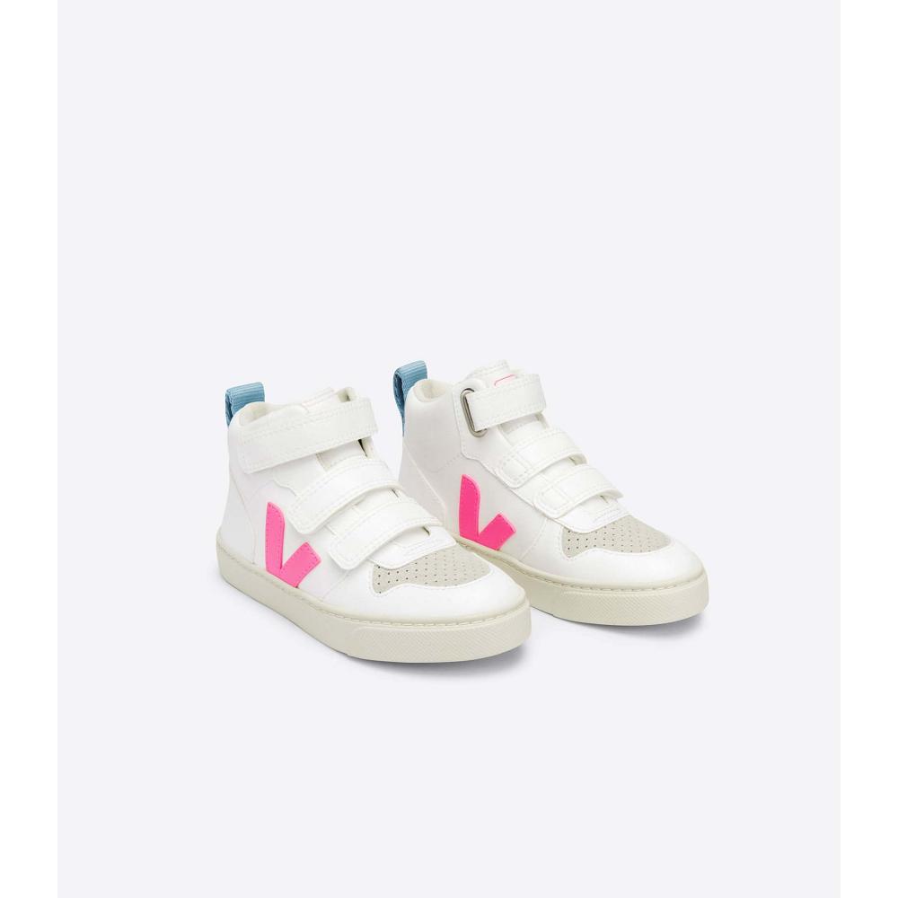 Veja V-10 MID CWL Cipő Gyerek White/Blue/Pink | HU 799ZUT